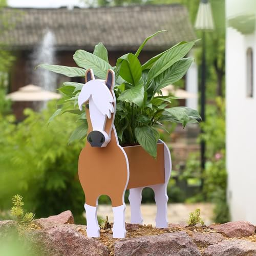 Suitchoi Pferde Geschenke für Frauen Pflanzkübel Topf Niedliche Pferdeblumentöpfe für Gartendekoration im Freien,Weihnachts oder Geburtstagsgeschenke,S Horse