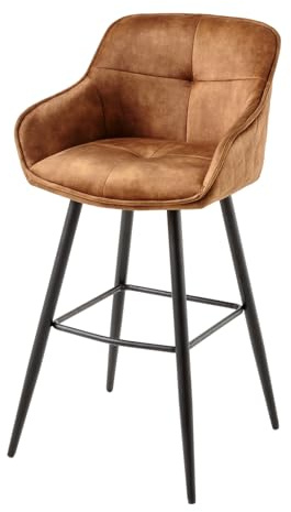 riess-ambiente.de Design Barhocker Euphoria braun Samt Schwarze Metallbeine mit Lehne, Barstuhl, Küchenstuhl, Tresenstuhl