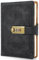 Tagebuch für Erwachsene mit Code, Tagebuch mit Schloss, Leder Notizbuch, Journal mit Stift, Diary GrößE A5 (14,8 × 21 cm) Schwarz