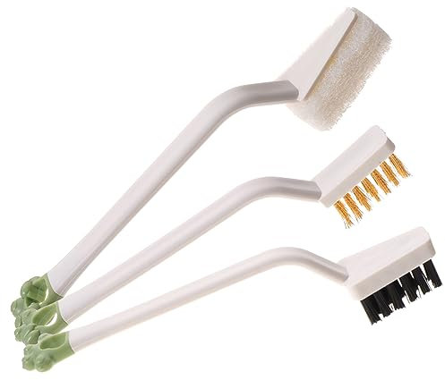 Anneome Kitchen Cleaning Brush Set 3pcs White Stovetop and Sink Scrubbing Brushes Handle for Stove and Bathroom Cleaning Reusable Sturdy