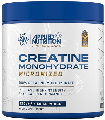 Applied Nutrition Creatin Monohydrat Pulver – Vegan - 4250mg 100% Reines Mikronisiertes Kreatin Monohydrat Pulver für Leistung und Muskelkraft (250g (Pack of 1), Unflavoured)