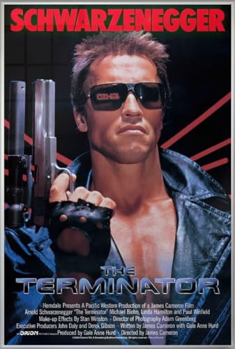 Close Up The Terminator - Gerahmtes Poster (Hauptmotiv - Arnold Schwarzenegger) (Größe: 61cm x 91,5cm)