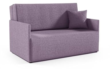 LIKMA Violett Kord 3 Sitzer Sofa mit Schlaffunktion Olita 137x90x100 cm Schlafcouch mit Kissen und Stauraum - Easy Clean Moderne Wohnzimmer Couch - Sofa mit Bettfunktion - Schlafsofa Stoff: Anafi 21