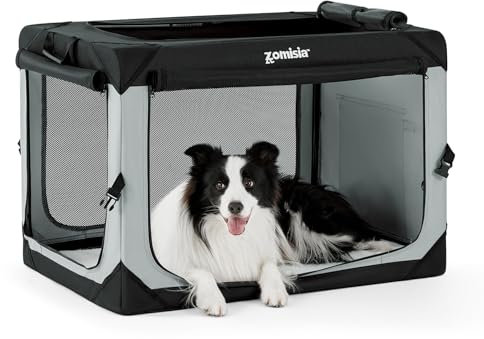 ZOMISIA 36 Inch Collapsible Dog Crate for Large Dogs, Travel Dog Crate Grey
