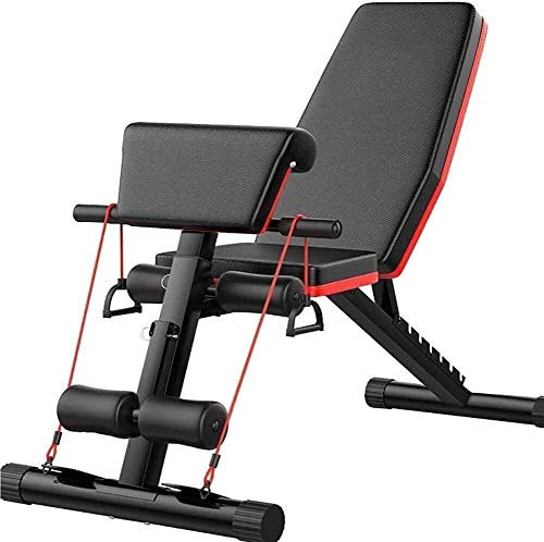 GLJTUO Verstellbare Hantelbank, Training, Fitness, Fitnessstudio, Bank, Verstellbare Hantelbank, Klappbare Trainingsbank, Bauchmuskelbank, Flache Hantelbank Mit Schwunggewichte(Black)