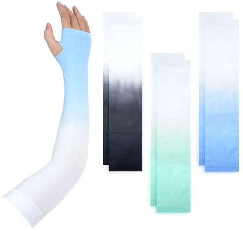 SITAKEGS Manguitos Brazo, 3 pares de Manguitos de Protección Solar UV de Color Degradado, Guantes de Compresión Transpirables para Enfriar el Brazo para Cubrir Tatuajes Ciclismo Pesca Baloncesto