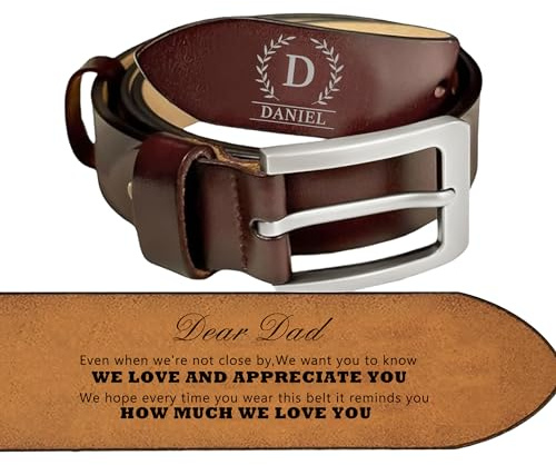 Personalisierte Ledergürtel für Männer, 2-seitig gravierten Text Gürtel, benutzerdefinierte Name Ledergürtel, personalisierte schwarz/braun Ledergürtel Vatertag Geschenk für Papa Opa Ehemann