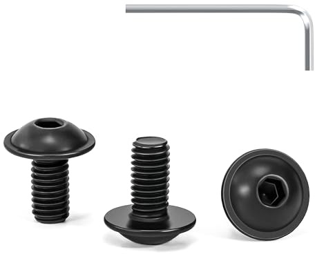Tunejoy 30 Piezas Tornillos de Cabeza Alomada con Brida M5 x 10 mm Negro Tornillo de Cabeza Hexagonal de Acero Inoxidable A2 V2A Tornillos Máquina con llave Allen Rosca Completa