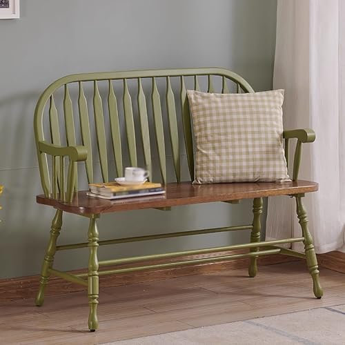 LMXRYPD Stabile Gartenbank, Holzbank aus Eiche für den Außenbereich, Zapfenverbindungsstruktur, Einfach zu Montieren, für Hof, Garten, Park, Innenbereich(Green)