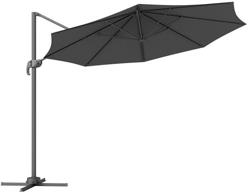 Outsunny 3 x 3(m) Cantilever Parasol with Cross Base, Garden Umbrella with 360° Rotation, Crank Handle and Tilt for Outdoor, Patio, Black