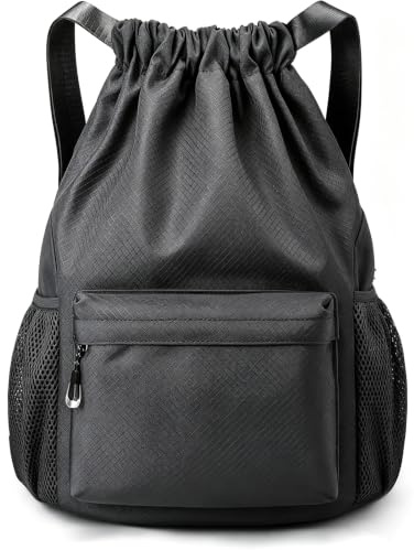YEAMLTE Mochila Deportiva, 1 Mochila Cuerdas Impermeable, Negro, L, Unisex, Viaje, Ocio, 20L, Ligero, Impermeable