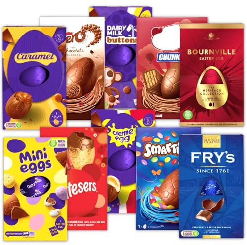 Easter Egg Bundle - 3 Random Selection of Medium Chocolate Eggs (Cadbry Creme Egg, Mini Egg, Buttons, Caramel, Smrties, Aero, K-Kat, Maltsers & More) - Easter Eggs Chocolate for Kids & Adults