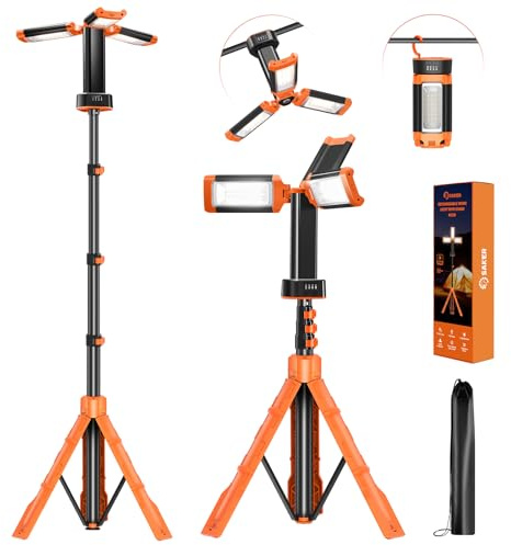 Saker Portable Camping Light with Stand 20000mAh 73.2 Work Light LD18 | Rechargeable,Adjustable Height,3200 Lumen 6500K Emergency Lights for Camping, Garage, Outdoor Work, Power Outages, Fishing