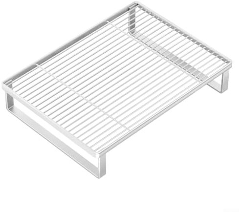 Bulevisiter Griglia in metallo per forno a microonde con supporto per fornello da cucina, ottimizza lo spazio sul piano di lavoro con stile (bianco)