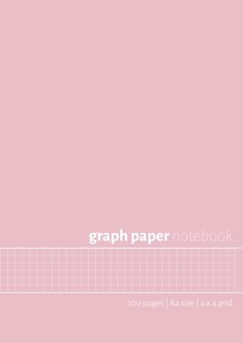 A4 Graph Notebook: 4x4 Grid Paper| Large Graph Paper Notebook| 100 Pages | Pastel Pink Cover: Ideal for Students, Teachers, Architects, Designers & ... Geometry, Graphing, Technical Drawing & Notes