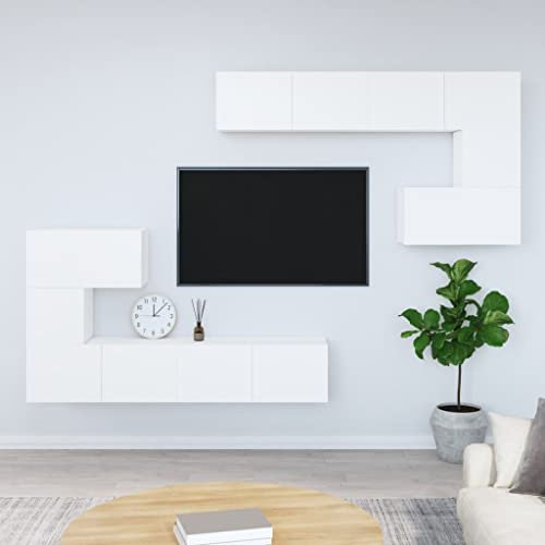 Snsowed Mueble de Pared para TV Madera contrachapada Blanco, Mueble TV Salon, Mueble para TV, Mueble Television, Módulos De Salón, Mueble Salon Moderno 3114582