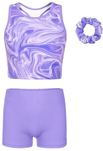 MODAFANS Gymnastics Leotard for Girls with Shorts Racerback 8-9Years