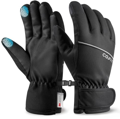 COFIT Winter Fahrradhandschuhe Herren Damen, Thermo-Warme Wasserdicht Winddicht, Touchscreen-fähig mit Reflektierenden Streifen, Outdoor Radfahren Laufen Handschuhe - Schwarz XXL