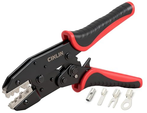 CINLIN Crimpzange für nicht isolierte Klemmen – Ratschen-Draht-Crimper für Butt, Gabel, Ring, OT & UT – AWG 20–8 (0,5–10 mm²) – Ratschenklemme Crimper – Elektrische Crimpzange HS-10N