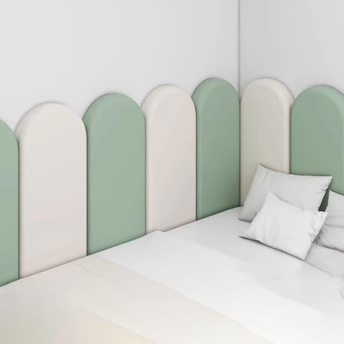 1 Stück Wandkissen Wandpolster Selbstklebend Bett, Wandschutz Kinderzimmer, Wandpaneele Gepolstert Abwaschbar, Rückenpolster Wand Leder für Büro, Schlafzimmer(Grün,20x40cm)