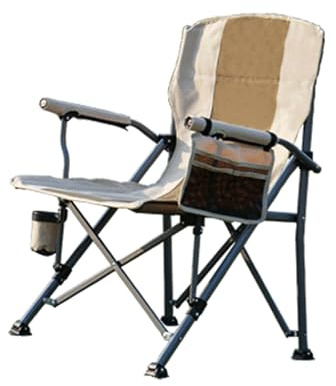 Leichter tragbarer Strandkorb mit Getränkehaltern und Taschen, faltbares Design für einfachen Transport, ideal für Strände, Angeln, Reisen, Picknicks, Beige