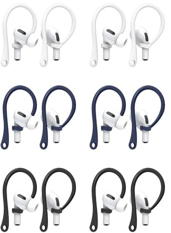 JOYOLA 6 Paar Anti-Verlust-Ohrhaken, Verbesserte Ohrbügel, Anti-Verlust-Ohrbügel Kopfhörerhaken Universal EarHooks Anti Drop Sport Kompatibel mit AirPods Pro 1 2, AirPods 4 und 3 Weiß Schwarz