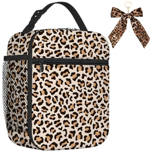 TIANCANCAN Insulated Lunch Bag for Adults & Kids, 6.5L Cool Girls Lunch Box Bag for Girl Women, Tough & Spacious Cooler Bag Bento Lunch Boxes for Adults & Girls (Leopard Print)