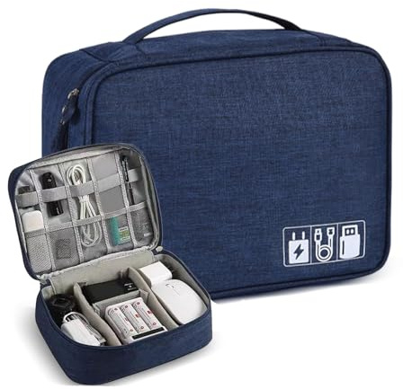 Kabel Organizer Tasche, Travel kabeltasche, Große Kapazität(Marineblau)
