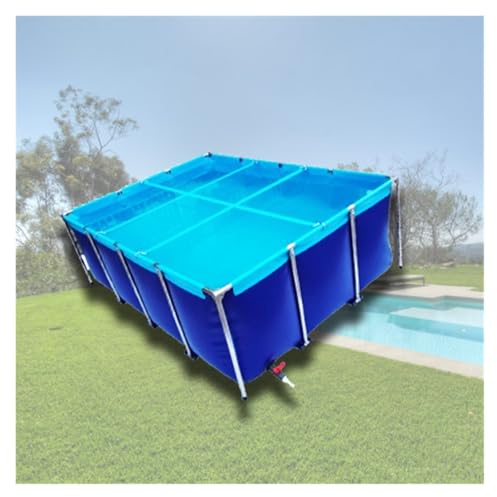 Lago artificiale in tela, Laghetto for pesci in tela PVC fuori terra con struttura in acciaio e valvola di scarico blu(200 * 150 * 80cm)