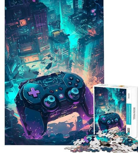 1000-teiliges Puzzle für Erwachsene Gaming-Controller-Zug visuelle Konzentration präzise Schnitte Spielspaß entspannendes Spiel Weihnachts-Freizeitkunst (38x52cm)