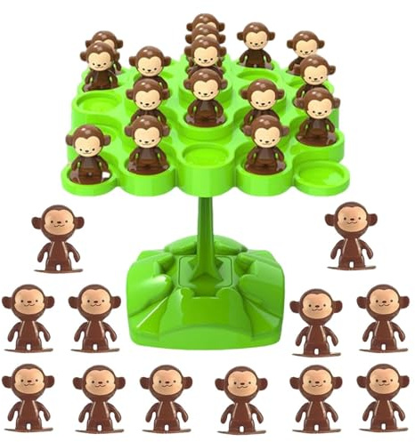 szaluyk Balancierspiel - Affen Balance | Stapelspiel Kinder | Lernspielzeug Mathematik Zählen Lernen Brettspiel für Mädchen Konzentrationstraining Eltern-Kind Interaktion Geburtstag Geschenk Set