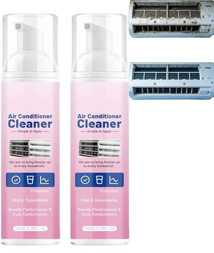 Air Conditioner Coil Foam Cleaner, No Rinse Air Conditioner Foam Cleaning, No Rinse Evaporator Coil Cleaner, Home Commercial Hvac Systems Foaming Coil Cleaner, Condenser Coil Cleaner (2pcs)