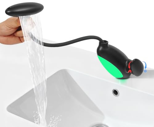 Rubinetto LED per lavabo con doccetta estraibile, rubinetto da bagno G1/2, indicatore della temperatura dell'acqua, rubinetto creativo per lavabo con illuminazione multicolore