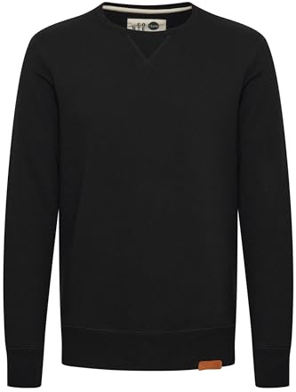 !Solid SDTrip O-Neck Herren Sweatshirt Pullover Sweater mit Rundhals-Ausschnitt Rippbündchen Baumwollmischung Regular fit, Größe:XL, Farbe:Black (9000)