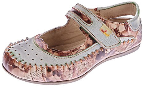 TMA Damen Leder Ballerinas Echtleder Slipper Comfort Schuhe Sandalen 5068 Grün Gr. 37