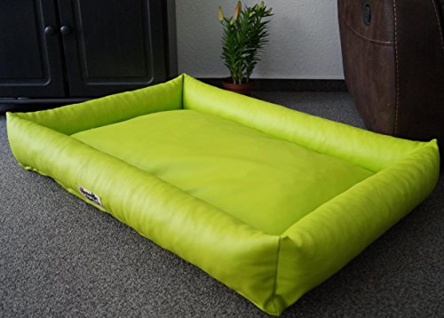 Hundebettenmanufaktur Hundebett Hundesofa Schlafplatz wendbar komplett aus Kunstleder PicoBello Farbe und Größe wählbar (100 cm X 70 cm, Limone)
