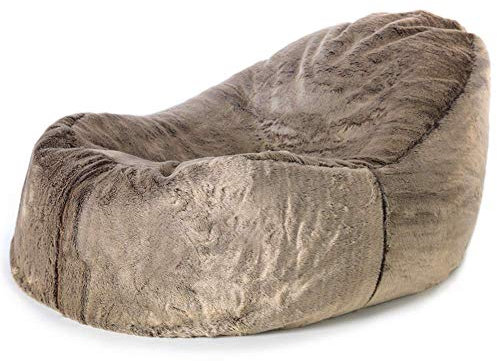Icon Kunstfell Sitzsack-Liege für Erwachsene mit Füllung, Braun