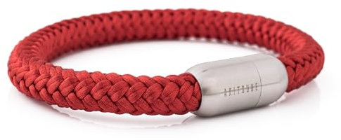 Akitsune Portus Nautical Rope Bracelet | Magnetic Capsule Closure Link Bangle Trinket Women Anchor Men Maritim - Matte Silver Wine Red 18cm