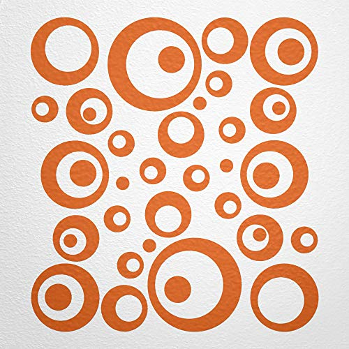 WANDfee Wandtattoo Kreise Punkte 50 FARBWUNSCH I orange I Wandaufkleber Aufkleber Kinderzimmer Fliesenaufkleber Badezimmer Küche