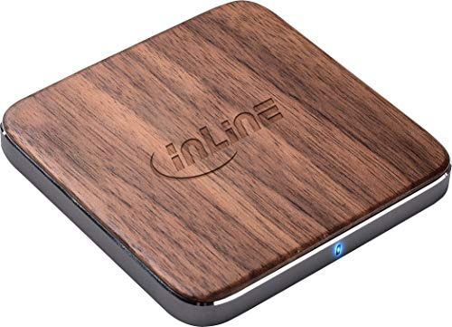 InLine 33393U Qi woodcharge, wireless fast charger, Smartphone kabellos laden, 5/7,5/10W