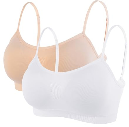 Litthing Sports Bras Women Seamless Bra Ladies Padded Wireless Push Up | Pull On Comfortable Bralette, Adjustable Thin Strap, Support Soft Crop Top tshirt Bra for Womens UK Sleep Workout, Non Wired