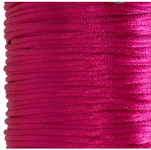 Aranato Cordon de Satin 100 mètres 2mm d'épaisseur Grande Bobine Polyvalente Rose