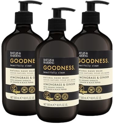 Baylis & Harding Goodness Lemongrass & Ginger Hand Wash, 500 ml (Pack of 3) - Vegan Friendly