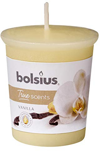Bolsius True Scents Mocko Votiv: Vanilleduft – Farbe Creme – lange Lebensdauer von 15 Stunden – Dekorative Kerze – natürliche Extrakte – 5,3 x 4,5 cm