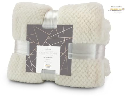 Römer Wellness XXL Decke Feel Beige, extra große Kuscheldecke auch für Paare: 220 x 240 cm, 275 g/m², weich, warm, flauschig, ganzjährig als Wohndecke, mit Satinband verpackt