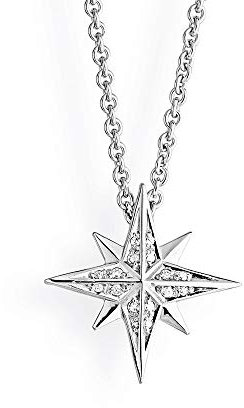 Heartbreaker- Ciondolo a forma di rose dei venti in argento rodiato | collezione Rosa dei venti | pendente piccolo a forma di rose dei venti d'argento sterling 925 | per donne | LD WR 33
