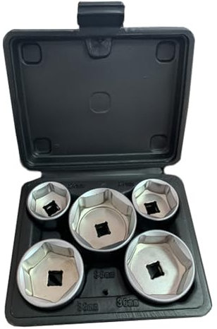 Autojack 5 Pieces 3/8 Drive Low Profile Oil Filter Socket Set, Oil Filter Cap Remover and Installer Tool Set, 6 Point, 24mm 27mm, 32mm, 36mm, 38mm, CR-V