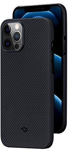 pitaka Ultradünne Hülle für iPhone 12 Pro 6.1 Leichte Schutzhülle Kompatibel mit Magsafe Kratzfeste Handyhülle aus 600D Aramidfaser Minimalismus [Air Case] Schwarz