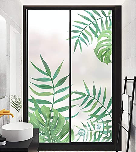Pellicola Per Vetri Con Motivo A Foglia Verde 3D Autoadesiva, Opaca, Satinata - Decorativa Per Privacy Statica Anti-UV Per Bagno, A, 70x90cm