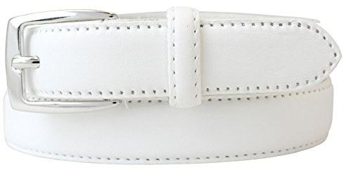 BELTINGER Kinder-Gürtel aus Vollrindleder 2,5 cm | Ledergürtel für Mädchen 25mm | Schmaler Gürtel in Kleid Rock 25mm | Weiß 70cm